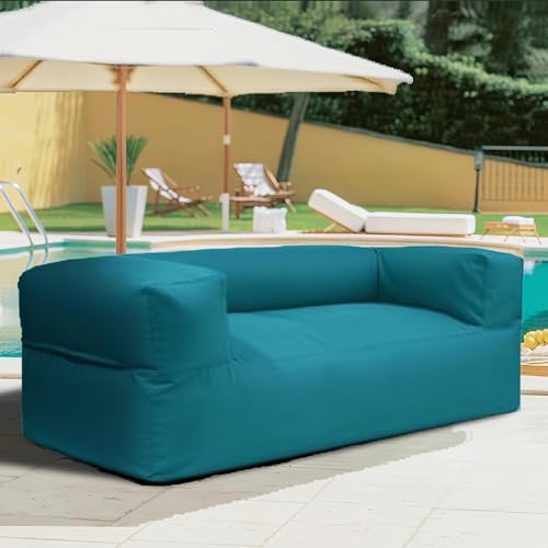 KBZSlyn Sitzsackbezug for den Außenbereich (ohne Füllmaterial) 2-Sitzer-Sofa Sessel wasserdicht Couch Chaiselongue for Erwachsene Oxford-Gewebe for Terrasse Wohnzimmer(2-seat-Empty Cover bao Blue) von KBZSlyn