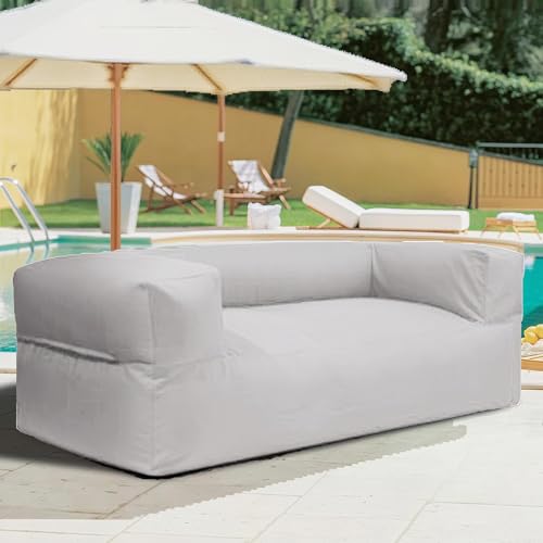 KBZSlyn Sitzsackbezug for den Außenbereich (ohne Füllmaterial) 2-Sitzer-Sofa Sessel wasserdicht Couch Chaiselongue for Erwachsene Oxford-Gewebe for Terrasse Wohnzimmer(2-seat-Empty Cover beige) von KBZSlyn