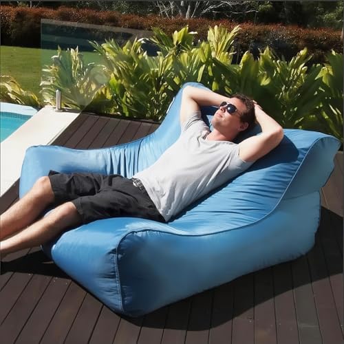 KBZSlyn Sitzsackbezug for den Pool (ohne Füllmaterial) leer, weiche Couch, wasserdicht, Oxford-Chaiselongue Liegesofa Schlafsofa for Terrasse See Ozean Outdoor(Lake Blue) von KBZSlyn