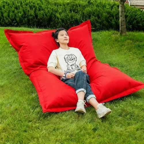 KBZSlyn Sitzsackbezug for draußen/zu Hause (ohne Füllmaterial) Schonbezug for Lazy-Sofa weiches Loungebett, wasserdicht, Tatami-Couch, Wohnheim, Wohnzimmer, Bodensitzgelegenheit(Red,120x150cm-cover) von KBZSlyn