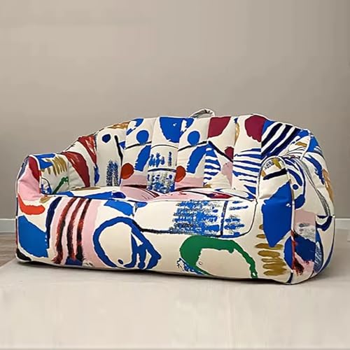 KBZSlyn Sitzsackbezug mit Graffiti-Print (ohne Füllung) Sofa for Erwachsene und Jugendliche, ultraweicher Sessel, tragbare Liege mit Fußhocker oder Ottomane(2-Seat-Cover) von KBZSlyn