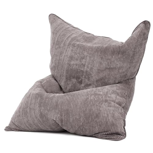 KBZSlyn Sitzsäcke aus Cord (ohne Füllstoff), riesiger Sitzsack, Bett, quadratisch, bequem und langlebig, Wohn- und Schlafzimmermöbel für Erwachsene, Paare, Gäste (grau) von KBZSlyn