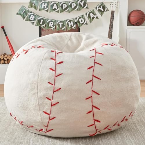 KBZSlyn Sport-Baseball-Sitzsack (ohne Füllmaterial), riesige Sitzsäcke for Erwachsene und Kinder, for Wohnzimmer, Spielzimmer, Büro, perfekt for Mädchen und Jungen(Baseball,100cm) von KBZSlyn