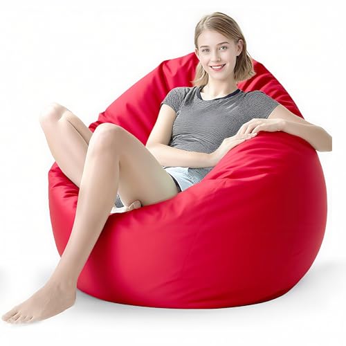 KBZSlyn Wasserdichter Sitzsackbezug (ohne Füllmaterial) Leerer Stuhlbezug, Pouf-Sofa-Ersatz, tragbarer Bodensitz-Loungesessel for Garten, Strand, Pool(Red Beanbag Cover) von KBZSlyn