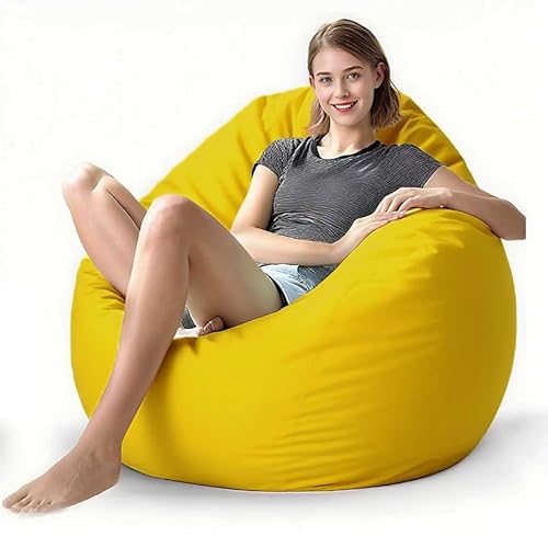 KBZSlyn Wasserdichter Sitzsackbezug (ohne Füllmaterial) Leerer Stuhlbezug, Pouf-Sofa-Ersatz, tragbarer Bodensitz-Loungesessel for Garten, Strand, Pool(Yellow Beanbag Cover) von KBZSlyn