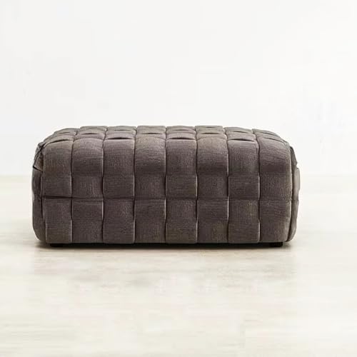 KBZSlyn Weicher Sitzsackbezug (ohne Füllmaterial) 3D-Gitter-Samtsofa for Erwachsene Einsitzer-Sessel und Pouf, Ottomane, Hocker Chaiselongue Couch Plüsch-Bodensitzgelegenheit(Darkgrey Stool) von KBZSlyn