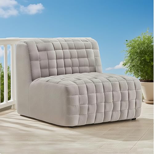 KBZSlyn Weicher Sitzsackbezug (ohne Füllmaterial) 3D-Gitter-Samtsofa for Erwachsene Einsitzer-Sessel und Pouf, Ottomane, Hocker Chaiselongue Couch Plüsch-Bodensitzgelegenheit(Lightgrey Chair Cover) von KBZSlyn