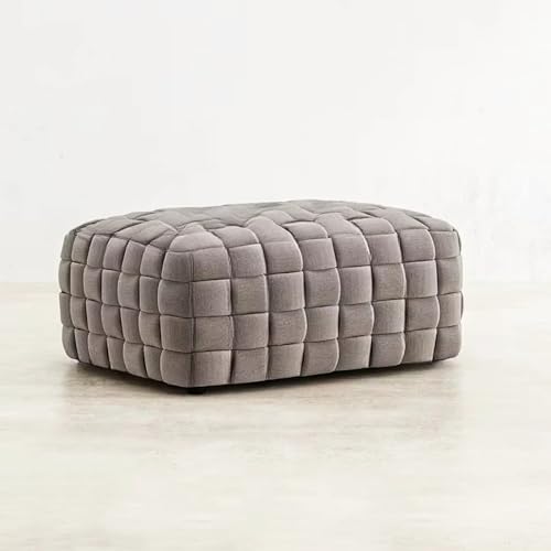 KBZSlyn Weicher Sitzsackbezug (ohne Füllmaterial) 3D-Gitter-Samtsofa for Erwachsene Einsitzer-Sessel und Pouf, Ottomane, Hocker Chaiselongue Couch Plüsch-Bodensitzgelegenheit(Lightgrey Stool) von KBZSlyn