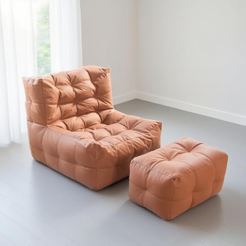 Leerer Sitzsackbezug for Erwachsene, hochwertige Wasserabweisende Liege aus Kunstleder, tragbare Einzelsitzgelegenheit for Wohnzimmer, Schlafzimmer, mehrere Farben (ohne Füllmaterial)​(Brown) von KBZSlyn