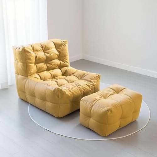 Leerer Sitzsackbezug for Erwachsene, hochwertige Wasserabweisende Liege aus Kunstleder, tragbare Einzelsitzgelegenheit for Wohnzimmer, Schlafzimmer, mehrere Farben (ohne Füllmaterial)​(Yellow) von KBZSlyn
