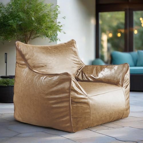 Luxuriöse Sitzsack aus PU-Leder (ohne Füllung) kann zu Hause befüllt werden • Wasserdicht für Sofa, Sessel • Wohnzimmer, Schlafzimmer, Dortoir • Erwachsene und Kinder (Khaki) von KBZSlyn