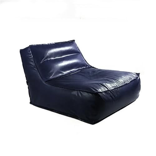 PU-Sitzsackbezug (ohne Füllmaterial) Wasserdichtes Lazy-Sofa aus Kunstleder, leerer Pouf, Sac-Liege for Erwachsene, tragbarer 1-Sitzer-Liegestuhl Bodensitz(1-seat Blue Sofa Cover) von KBZSlyn