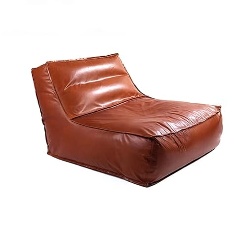 PU-Sitzsackbezug (ohne Füllmaterial) Wasserdichtes Lazy-Sofa aus Kunstleder, leerer Pouf, Sac-Liege for Erwachsene, tragbarer 1-Sitzer-Liegestuhl Bodensitz(1-seat Orange Sofa Cover) von KBZSlyn