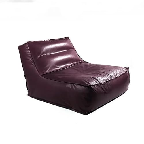 PU-Sitzsackbezug (ohne Füllmaterial) Wasserdichtes Lazy-Sofa aus Kunstleder, leerer Pouf, Sac-Liege for Erwachsene, tragbarer 1-Sitzer-Liegestuhl Bodensitz(1-seat Purple Sofa Cover) von KBZSlyn