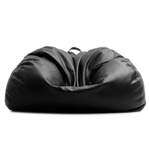 Sitzsack-Sofabezug (nur Bezug) Kunstleder Home Leisure Einzelcouch Sitzsack Kinder Erwachsene Sitzsackstuhl Lazy Sessel Couch Bodensitzmöbel Wohnzimmermöbel(Black,Two Seats) von KBZSlyn
