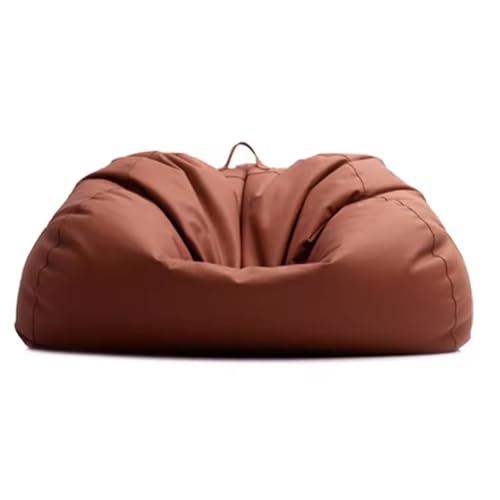 Sitzsack-Sofabezug (nur Bezug) Kunstleder Home Leisure Einzelcouch Sitzsack Kinder Erwachsene Sitzsackstuhl Lazy Sessel Couch Bodensitzmöbel Wohnzimmermöbel(Brown,Two Seats) von KBZSlyn