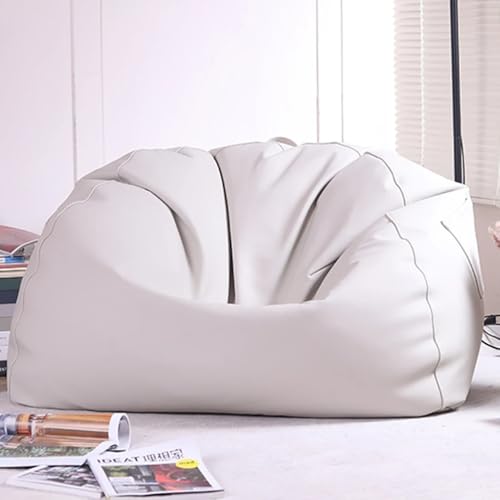 Sitzsack-Sofabezug (nur Bezug) Kunstleder Home Leisure Einzelcouch Sitzsack Kinder Erwachsene Sitzsackstuhl Lazy Sessel Couch Bodensitzmöbel Wohnzimmermöbel(White,Two Seats) von KBZSlyn