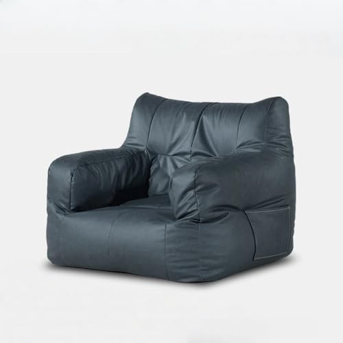 Sitzsackbezug aus Kunstleder (ohne Füllmaterial), leicht zu befüllender Liegestuhl for Erwachsene, wasserdichtes Sofa for den Innen- und Außenbereich(Black) von KBZSlyn