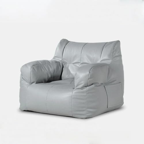 Sitzsackbezug aus Kunstleder (ohne Füllmaterial), leicht zu befüllender Liegestuhl for Erwachsene, wasserdichtes Sofa for den Innen- und Außenbereich(Dark Gray) von KBZSlyn