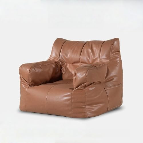 Sitzsackbezug aus Kunstleder (ohne Füllmaterial), leicht zu befüllender Liegestuhl for Erwachsene, wasserdichtes Sofa for den Innen- und Außenbereich(Light Brown) von KBZSlyn