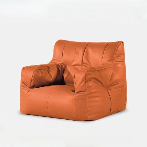 Sitzsackbezug aus Kunstleder (ohne Füllmaterial), leicht zu befüllender Liegestuhl for Erwachsene, wasserdichtes Sofa for den Innen- und Außenbereich(Orange) von KBZSlyn