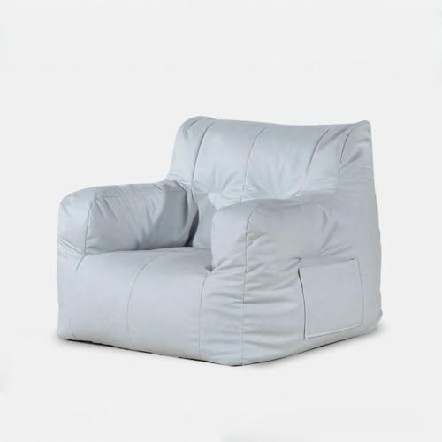 Sitzsackbezug aus Kunstleder (ohne Füllmaterial), leicht zu befüllender Liegestuhl for Erwachsene, wasserdichtes Sofa for den Innen- und Außenbereich(and White) von KBZSlyn