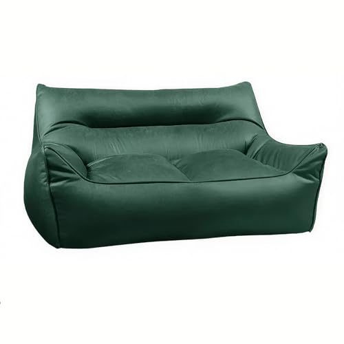 Sitzsackbezug aus Kunstleder for 2-Sitzer (ohne Füllmaterial) Wasserdichtes Sofa for Erwachsene und Jugendliche Waschbarer Couchstuhl-Ersatzbezug Lounge-Wohnzimmersitz(2-seat-DarkGreen) von KBZSlyn