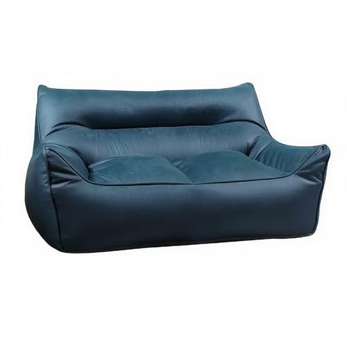 Sitzsackbezug aus Kunstleder for 2-Sitzer (ohne Füllmaterial) Wasserdichtes Sofa for Erwachsene und Jugendliche Waschbarer Couchstuhl-Ersatzbezug Lounge-Wohnzimmersitz(2-seat-darkblue) von KBZSlyn