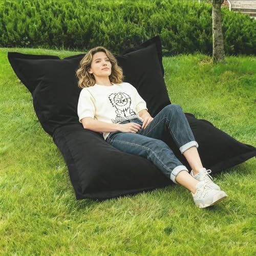 Sitzsackbezug for draußen/zu Hause (ohne Füllmaterial) Schonbezug for Lazy-Sofa weiches Loungebett, wasserdicht, Tatami-Couch, Wohnheim, Wohnzimmer, Bodensitzgelegenheit(Black,140x180cm-cover) von KBZSlyn