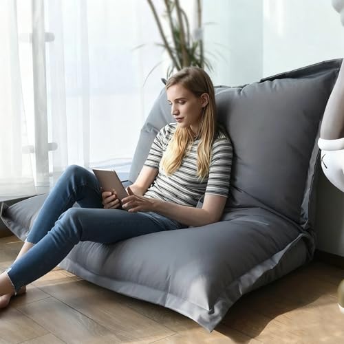 Sitzsackbezug for draußen/zu Hause (ohne Füllmaterial) Schonbezug for Lazy-Sofa weiches Loungebett, wasserdicht, Tatami-Couch, Wohnheim, Wohnzimmer, Bodensitzgelegenheit(Dark grey,120x150cm-cover) von KBZSlyn