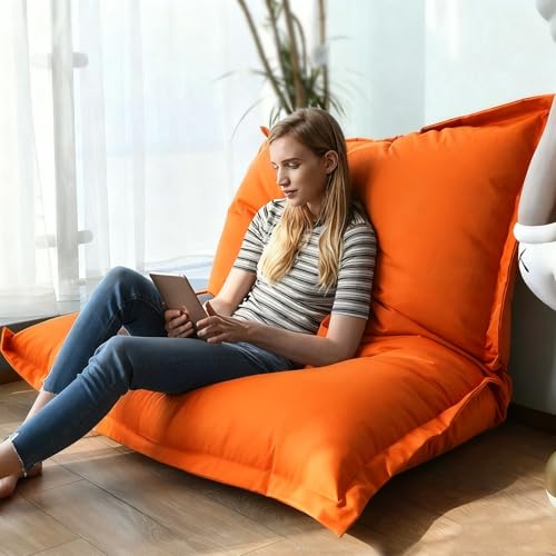 Sitzsackbezug for draußen/zu Hause (ohne Füllmaterial) Schonbezug for Lazy-Sofa weiches Loungebett, wasserdicht, Tatami-Couch, Wohnheim, Wohnzimmer, Bodensitzgelegenheit(Orange,140x180cm-cover) von KBZSlyn