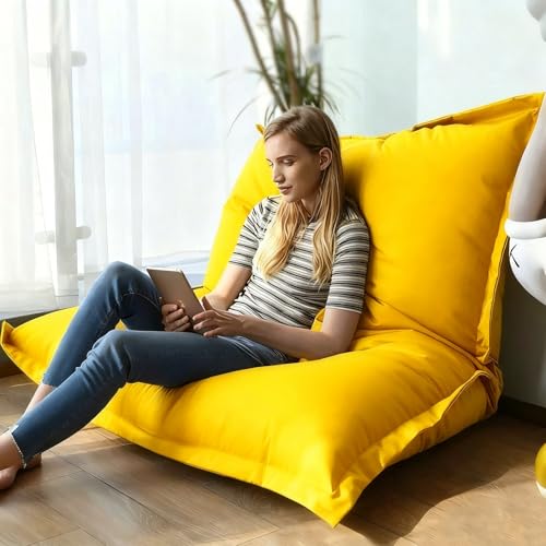 Sitzsackbezug for draußen/zu Hause (ohne Füllmaterial) Schonbezug for Lazy-Sofa weiches Loungebett, wasserdicht, Tatami-Couch, Wohnheim, Wohnzimmer, Bodensitzgelegenheit(Yellow,120x150cm-cover) von KBZSlyn