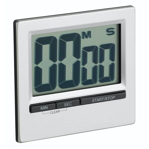 KitchenCraft Digitale Timer mit großer Anzeige, Küchentimer mit ausklappbarem Ständer und Magnet, insgesamt 100 Minuten, legierter Stahl, 1 Stück, Grau von KitchenCraft