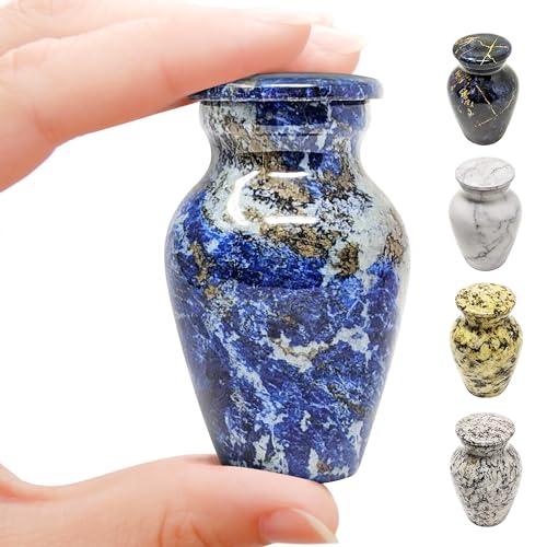 Kleine Urnen für Asche, Andenken, Größe – Mini-Urne aus blauem Marmor für männliche oder weibliche Menschen- oder Haustierasche – hält eine kleine Portion Reste – inklusive Trichter und Samtbeutel und Kleine Urnen für Asche, Andenken, Größe – Mini-Urne aus blauem Marmor für männliche oder weibliche Menschen- oder Haustierasche – hält eine kleine Portion Reste – inklusive Trichter und Samtbeutel und von KC KATIE COLLECTION BY URNSELLER