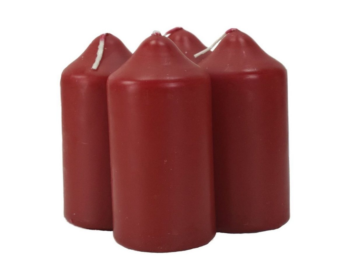 KCB Stumpenkerze Kerzenset 4er ca. 4,5 x 9 cm Rot, Grau oder Weiß Stumpenkerzen, Durchbrennschutz von KCB