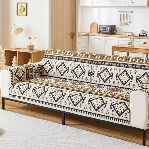 KCCRHIN Boho Sofa Überzu Für 1-4 Sitzer Chenille Sofa Überwurfdecke Rutschfeste Waschbar Sofa Überzug Dekorative Sofabezüge Sofaschoner Sofa Cover Couch Überzug Für Hunden,Beige,70*120cm/27.5*47’’ von KCCRHIN