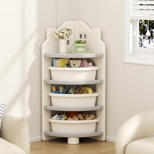 KCCRHIN Bücherregal Kinder,Kinderbuchregal Eckbuchregal, Spielzeugregal 4-Stöckiges Mit Aufbewahrungsboxen, Aufbewahrungsregal Bilderbuchregal Für Kinderzimmer & Kindergarten,Grau,with Boxes KCCRHIN Bücherregal Kinder,Kinderbuchregal Eckbuchregal, Spielzeugregal 4-Stöckiges Mit Aufbewahrungsboxen, Aufbewahrungsregal Bilderbuchregal Für Kinderzimmer & Kindergarten,Grau,with Boxes von KCCRHIN