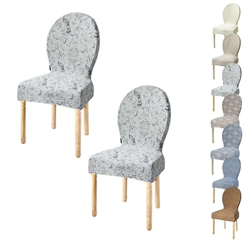 KCCRHIN Esszimmer Stuhlhussen Mit Runder Rückenlehne Stretch Esszimmerstühle Bezug Dicke Stuhlbezug Universal Stuhlabdeckung Für Küche Hochzeit Palace Style Round Back Chair Cover,C 2pcs von KCCRHIN