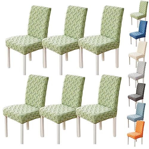 KCCRHIN Esszimmer Stuhlhussen Stretch 1/2/4/6Er Set Dick Jacquard Sitzbezug Universal Stuhlabdeckung Langlebig Stuhlschutz Waschbarer Abnehmbar Stuhldecke Für Esszimmer Küche Hotels,Green 6pcs von KCCRHIN