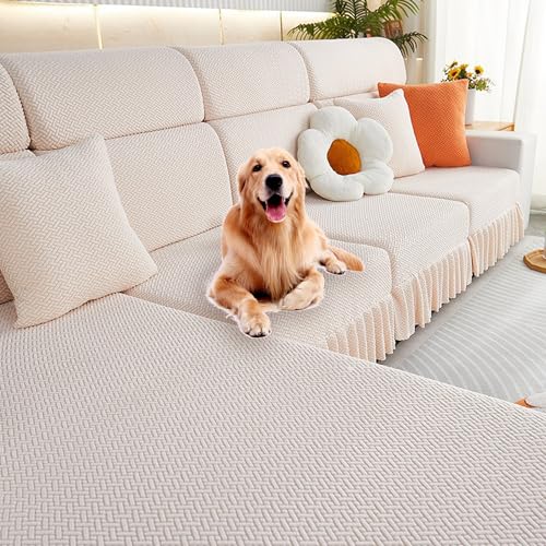 KCCRHIN Sofa Sitzkissenbezüge Mit Schürze Universal Stretch Sofa Schonbezüge Couch Sitzbezug L-Form Weich Sofasitzbezug Sofabezug Ecksofa L Form Sofa Kissenschutz Bezüge,F,Headrest Cover von KCCRHIN