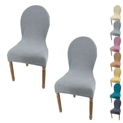 KCCRHIN Stretch Stuhlbezug Für Esszimmer Stuhlhusse Mit Runder Rückenlehne Stuhlbezug Hochzeit Stuhlhussen Für Esszimmerstühle Einfarbiger Stretch Dining Room Chair Cover,B 2pcs von KCCRHIN