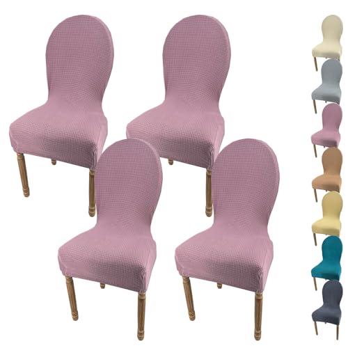 KCCRHIN Stretch Stuhlbezug Für Esszimmer Stuhlhusse Mit Runder Rückenlehne Stuhlbezug Hochzeit Stuhlhussen Für Esszimmerstühle Einfarbiger Stretch Dining Room Chair Cover,C 4pcs von KCCRHIN