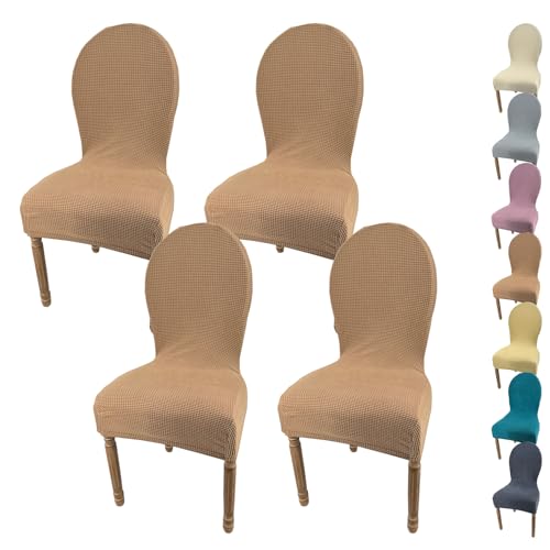 KCCRHIN Stretch Stuhlbezug Für Esszimmer Stuhlhusse Mit Runder Rückenlehne Stuhlbezug Hochzeit Stuhlhussen Für Esszimmerstühle Einfarbiger Stretch Dining Room Chair Cover,D 4pcs von KCCRHIN