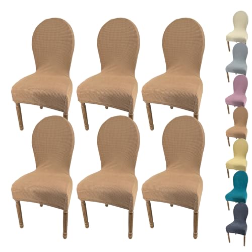 KCCRHIN Stretch Stuhlbezug Für Esszimmer Stuhlhusse Mit Runder Rückenlehne Stuhlbezug Hochzeit Stuhlhussen Für Esszimmerstühle Einfarbiger Stretch Dining Room Chair Cover,D 6pcs von KCCRHIN