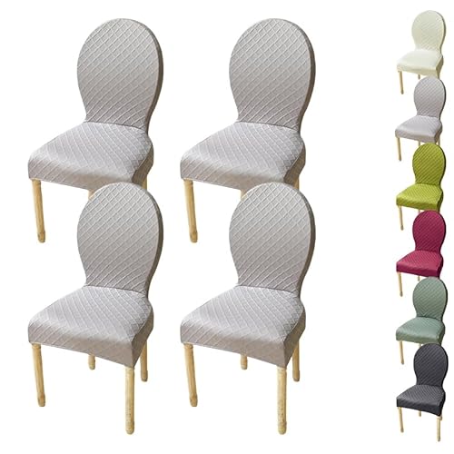 KCCRHIN Stretch Stuhlbezug Für Esszimmer Stuhlhussen Für Esszimmerstühle Einfarbiger Jacquard Esszimmerstühle Bezug Stuhlhusse Mit Runder Rückenlehne Dining Room Chair Cover,B 4pcs von KCCRHIN