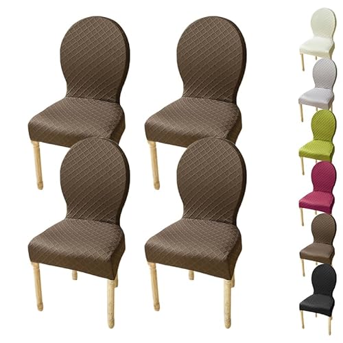 KCCRHIN Stuhlhussen Für Esszimmerstühle Stretch Stuhlbezug Für Küche Jacquard Esszimmerstühle Bezug Stuhlhusse Stuhlabdeckung Mit Runder Rückenlehne Dining Room Chair Cover,E 4pcs von KCCRHIN