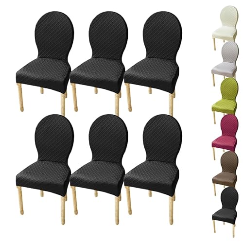 KCCRHIN Stuhlhussen Für Esszimmerstühle Stretch Stuhlbezug Für Küche Jacquard Esszimmerstühle Bezug Stuhlhusse Stuhlabdeckung Mit Runder Rückenlehne Dining Room Chair Cover,F 6pcs von KCCRHIN