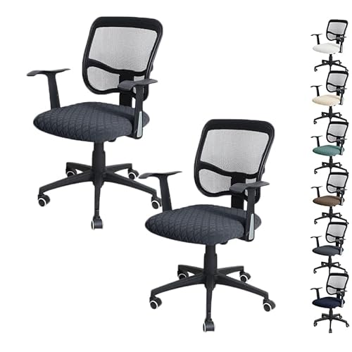 KCCRHIN Wasserdichter Stuhl-Sitzbezug Bürostuhl Überzug Drehstuhl Bezug Office Chair Cover Schonbezug Bürostuhlbezug Sitzfläche Computer Stuhl Sitzbezüge Elastische Waschbar,Gray 2pcs von KCCRHIN