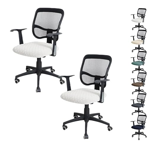 KCCRHIN Wasserdichter Stuhl-Sitzbezug Bürostuhl Überzug Drehstuhl Bezug Office Chair Cover Schonbezug Bürostuhlbezug Sitzfläche Computer Stuhl Sitzbezüge Elastische Waschbar,White 2pcs von KCCRHIN