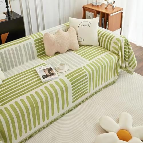 KCCRHIN Wendbar Sofaüberwurf Decke Großer Couch Decken Überwurf 2 3 4 Sitzer rutschfest Sofa Überzug Vielseitige Couch Decken Überwurf Mit Quasten Waschbar Sofa Überzug,Grün,180 * 130cm/71 * 51in von KCCRHIN